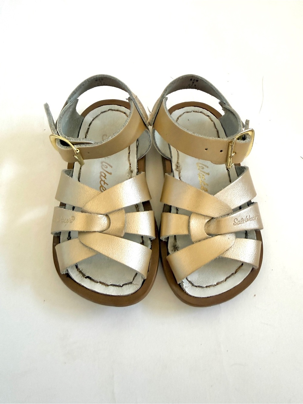 Salt Water Sandals Gold Leather Sandals – Toddler Size 5